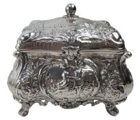 EARLY 20TH CENTURY EDWARD VII 925 SILVER CASKET / JEWELLERY BOX