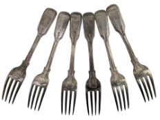 SIX EARLY 19TH CENTURY GEORGE IV HALLMARKED SILVER DESSERT FORKS