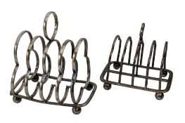 TWO 20TH CENTURY GEORGE V HALLMARKED SILVER ROAST RACKS