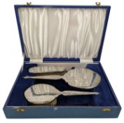 CASED ELIZABETH II HALLMARKED SILVER DRESSING TABLE VANITY SET