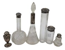 TWO 19TH CENTURY VICTORIAN SILVER & GLASS DRESSING TABLE JARS & OTHERS