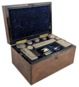 VICTORIAN TRAVELLING HALLMARKED SILVER & GLASS DRESSING TABLE VANITY BOX