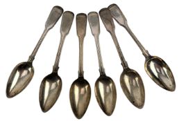 SIX EARLY 19TH CENTURY GEORGE IV HALLMARKED SILVER TABLE SPOONS