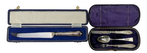 CASED 19TH CENTURY HALLMARKED SILVER & MOP CHRISTENING SET OF CUTLERY