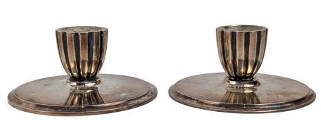 PAIR OF 1910S DANISH GEORG JENSEN STERLING SILVER CANDLE HOLDERS