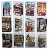 AFTER ERIC RAVILIOUS - FROM THE HIGH STREET LITHOGRAPHS - 12 POSTCARDS