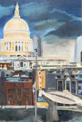 NINA DOLAN (CONTEMPORARY) - ST PAUL'S CATHEDRAL - ACRYLIC & OIL ON CANVAS