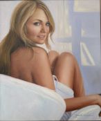 JACK IRELAND (CONTEMPORARY) - NUDE PORTRAIT OF FEMALE MODEL - OIL ON CANVAS