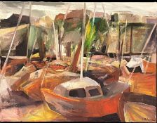 IAN ROBERTSON (B. 1955) - UNTITLED HARBOUR OIL ON CANVAS PAINTING