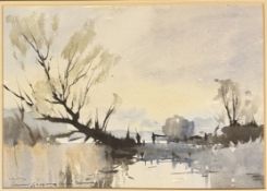 EDWARD WESSON (1910-1983) - FALLEN WILLOW - WATERCOLOUR ON PAPER