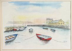 ROISIN O'SHEA (IRISH 20TH CENTURY) HARBOUR SCENE, 1999 WATERCOLOUR