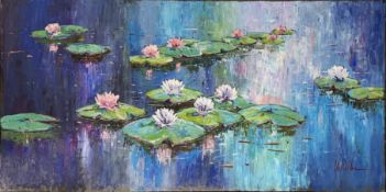 ANTONIO VILLALBA (B. 1968) - LAGO DE LIRIOS VI - OIL ON CANVAS