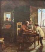 ATTR. ALFRED H. GREEN - 19TH CENTURY OIL ON CANVAS LAID ON BOARD GENRE PAINTING