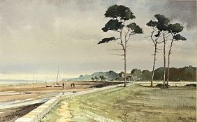 BRIAN HAYES - CIRCA 1972 WATERCOLOUR MARITIME PAINTING NEAR POWERHAM ESTUARY
