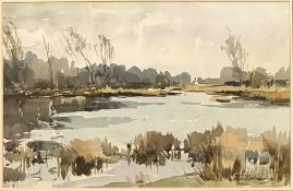 EDWARD WESSON (1910-1983) - UNTITLED WETLAND SCENE - WATERCOLOUR ON PAPER