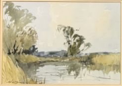 EDWARD WESSON (1910-83) - SURREY POND - WATERCOLOUR ON PAPER
