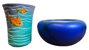 BRETBY POTTERY - TWO ART DECO HAND PAINTED CERAMIC VASES