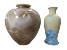 JOUGI RICKEY - CRYSTALLINE VASE & A SMALL VASE