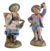 PAIR OF 19TH CENTURY GERMAN CONTINENTAL PORCELAIN FIGURES, HARVESTING GRAPES