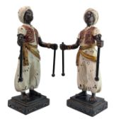 PAIR OF PAINTED PLASTER MODEL OF BLACKAMOOR STYLE FIGURES
