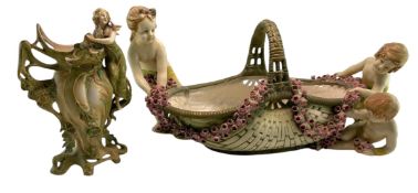 EARLY 20TH CENTURY AUSTRIAN AMPHORA BASKET & AUSTRIAN NOUVEAU VASE
