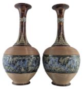 PAIR OF DOULTON LEMBETH STONEWARE POTTERY VASES