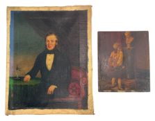 TWO 19TH CENTURY OIL ON COPPER & CANVAS PORTRAIT/GENRE PAINTINGS