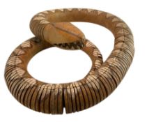 20TH CENTURY HAND PAINTED WOODEN ARTICULATED SNAKE