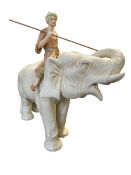 LATE 19TH CENTURY ROYAL DUX ELEPHANT AND RIDER