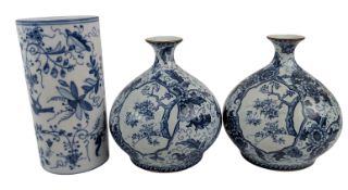 THREE 19/20TH CENTURY GERMAN CERAMIC VASES INCLUDING A PAIR OF ROYAL BONN VASES