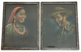 GORAY DOUGLAS - A PAIR OF MID-CENTURY PASTEL ON PAPER PORTRAITS