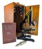 W. WATSON - EARLY 20TH CENTURY MICROSCOPE IN ORIGINAL MAHOGANY CASE