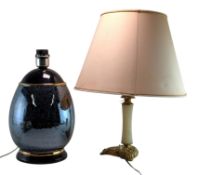 TWO 20TH CENTURY LAMP BASES INCLUDING A PORCELAIN LAMP BASE