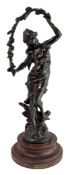 AFTER AUG MOREAU - LATE 19TH CENTURY FLEURS DE PRINTEMPS SPELTER FIGURE ON STAND