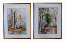 ATTRB / BELIEVED FRANCOIS GOMZE - PAIR OF WATERCOLOUR LANDSCAPE PAINTINGS