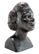 EARLY TO MID TWENTIETH CENTURY BRONZE EFFECT BUST OF A LADY