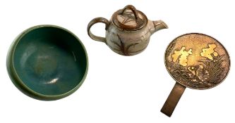 COLLECTION OF THREE CHINESE/JAPANESE PIECES INCLUDING A BRASS MIRROR