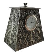 MODERN EMBOSSED ART NOUVEAU-STYLE SILVER-TONED QUARTZ JAPAN MVT WATCH HOLDER CLOCK