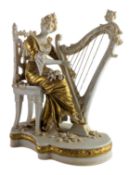 EARLY 20TH CENTURY 1910 CAPODIMONTE HARPIST FIGURINE