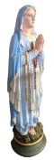 20TH CENTURY PAINTED PLASTER ECCLESIASTIC ICON SCULPTURE OF OUR LADY OF LOURDES
