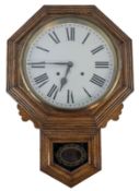 LATE 19TH CENTURY OAK 8-DAY WALL CLOCK BY ANSONIA CLOCK CO