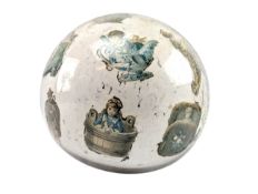 VICTORIAN 19TH CENTURY DECALCOMANIA GLASS GLOBE