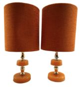 PAIR OF 20TH CENTURY RETRO ACRYLIC, LUCITE AND GILT TABLE DESK LAMPS