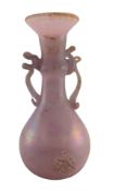 20TH CENTURY MURANO SCAVO PINK TWIN HANDLED GLASS VASE