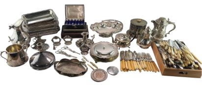 LARGE COLLECTION OF 19TH/20TH CENTURY SILVER PLATED CUTLERY & MUFFIN WARMERS