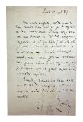 ZOLA, EMILE: 1889 HANDWRITTEN LETTER