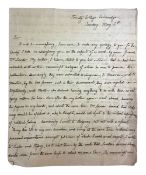 HARE, JULIUS CHARLES c1812-32: HANDWRITTEN LETTER TO ROBERT SOUTHEY