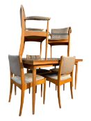 MID CENTURY BRITISH MODERN DESIGN TEAK & BEECH DINING TABLE AND CHAIRS