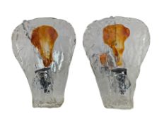 PAIR OF VENETIAN MURANO HAND BLOWN GLASS WALL SCONCES LIGHTS