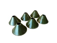 SIX RETRO 20TH CENTURY GREEN PAINTED ALUMINIUM INDUSTRIAL SHADES